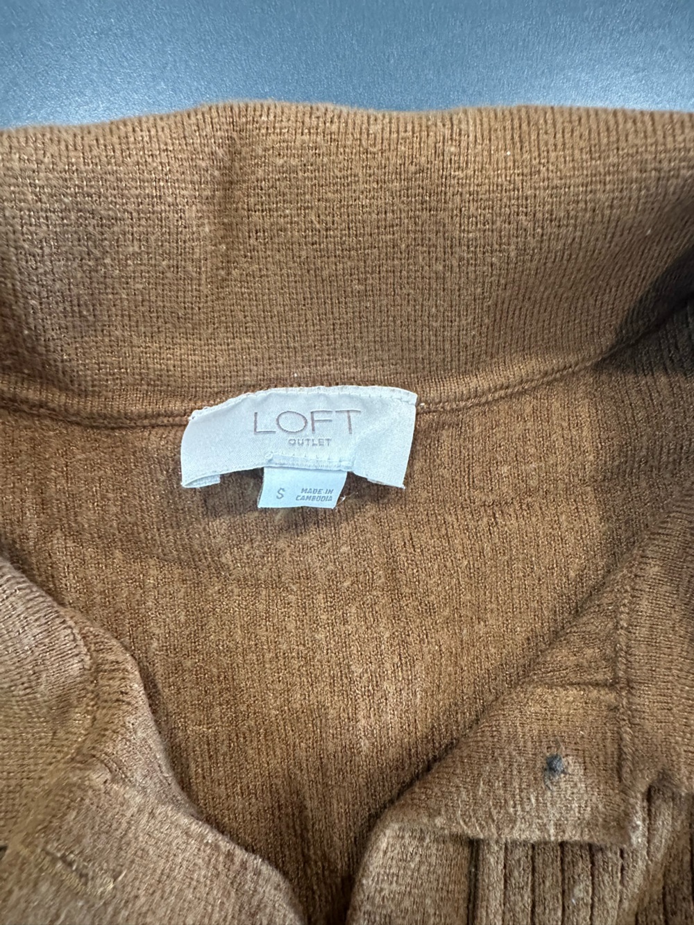 LOFT Brown Ribbed Button Cardigan - Picture 3 of 4